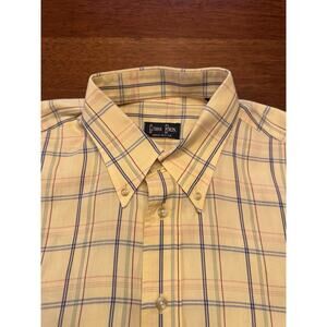 Large Gitman Brothers Yellow Plaid Button Down Long Sleeve Dress Shirt